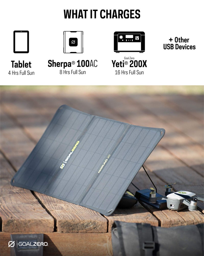 Goal Zero Nomad 20, Foldable Monocrystalline 20 Watt Solar Panel with 8mm + USB Port, Portable Solar Panel Charger. Lightweight 18-22V 20W Solar Panel Charger with Adjustable Kickstand - Image 5